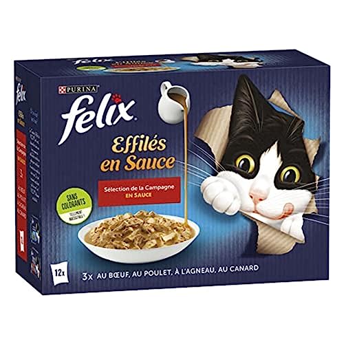 Felix Tendres Effilés en Sauce – Sélection de la Campagne, Le Paquet de 12 Sachets de 85g