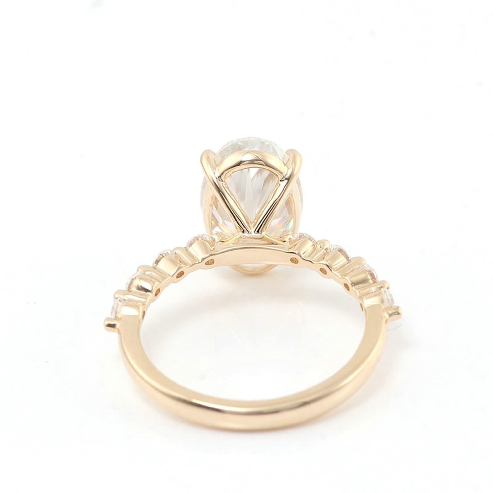 Wycian Anillo de propuesta de matrimonio, oro blanco, 9 K, moissanita, con moissanita ovalada de 1/2/3 quilates, talla 45 (14,3), fácil para hermana y Navidad, grabado