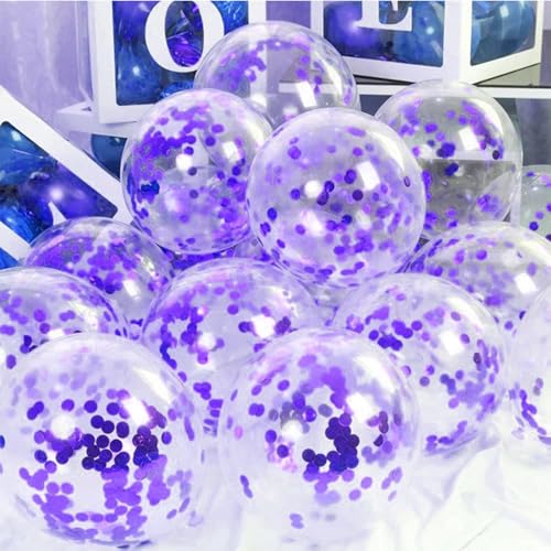 Image of AMFIN (Pack of 50) Confetti Balloons with Matching Ribbion, Party Decoration Items - Purple