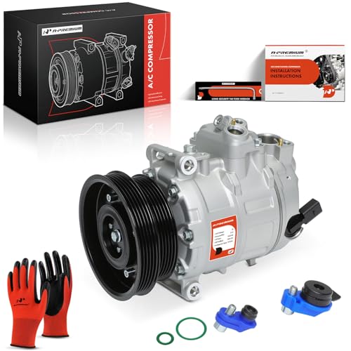 A-Premium Air Conditioner AC Compressor with Clutch Compatible with Volkswagen Jetta 2005-2014, Passat 2012-2014, Golf Beetle Cabrio R32 Rabbit & Audi TT RS Quattro