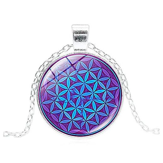 Purple Bloom Flower of Life necklace Sacred Geometry Pendant EMF Blocker Chakra Balancing pendant FREE Necklace