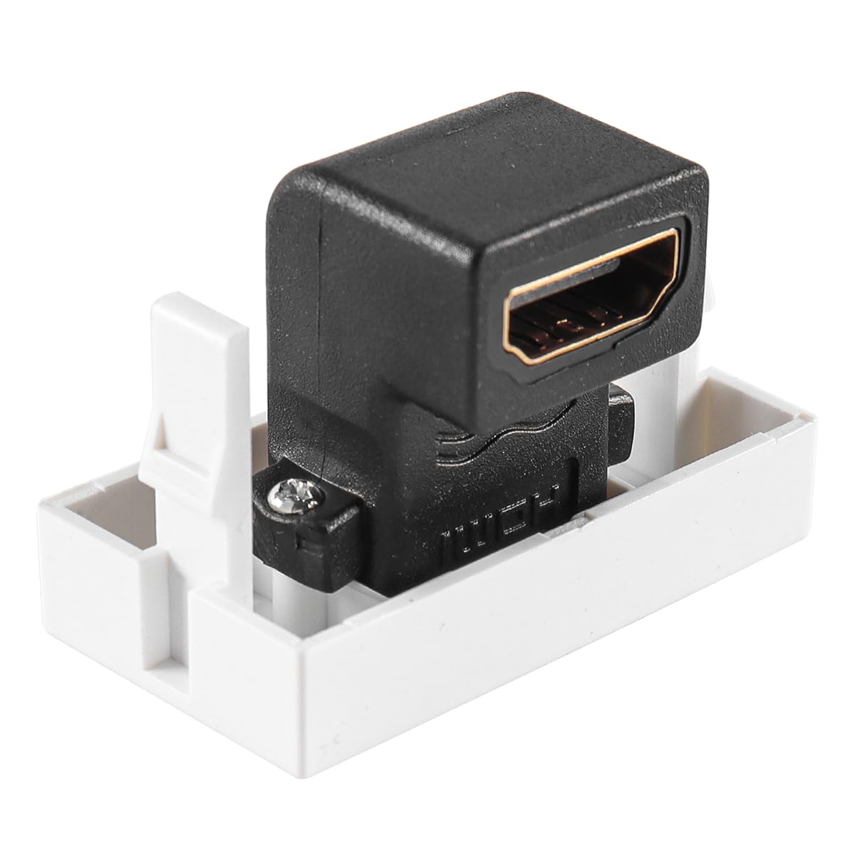 Gorise Módulo HDMI en ángulo Blanco, Placa Frontal adaptadora, Panel HDMI en ángulo Recto de 90 Grados