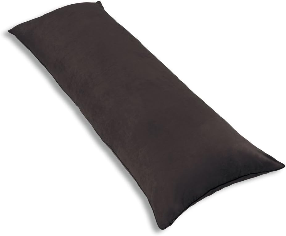 Microsuede Body Pillow Cover with Double Sided Zippers, Chocolate