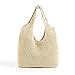 QTKJ Hand-woven Soft Large Straw Shoulder Bag Boho Straw Handle Tote Retro Summer Beach Bag Rattan Handbag (Beige)