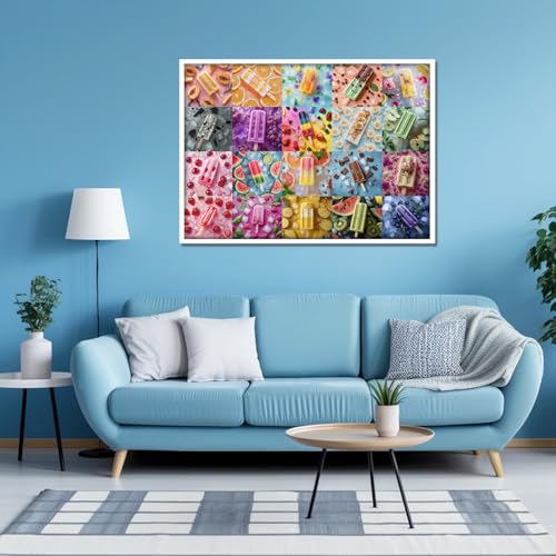 Rompecabezas Rainbow Popsicle para Adultos 1000 Piezas, Collage de Helados de Frutas de Verano, Tema Colorido de Postres miniatura 5