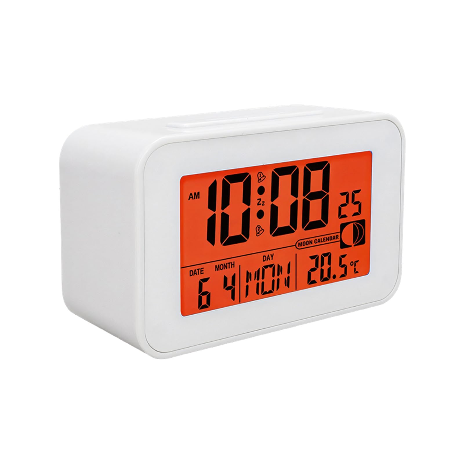 Linvimia White Lcd Alarm Clock With Bright Backlights Multiple Alarms Calendar And Temperature Display For Bedsides Table Brightened Nearby Clock
