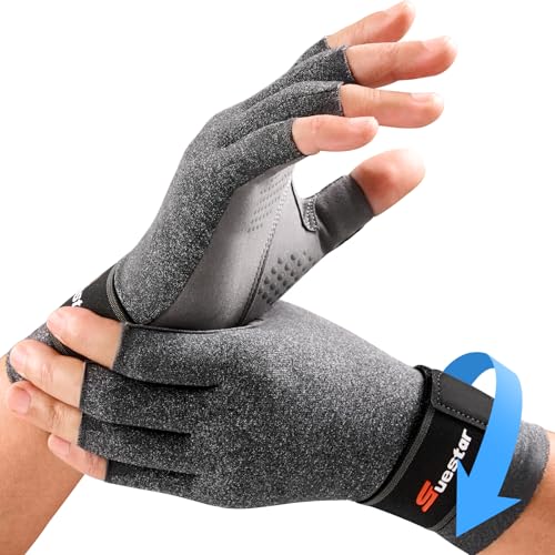 SueStar手首用サポーター 関節炎手袋 圧縮サポートグローブ 男女兼用 適度な圧力で手をサポート 快適な着け心地 防臭抗菌 吸汗速乾 使いやすいデザイン(L)