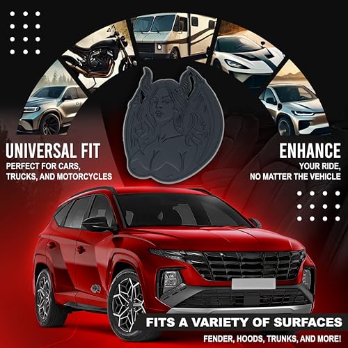 Image of Succubus Emblem, Devil Girl Demon Goddess 3D Badge, Dark Gothic Lilith Style Auto, Custom 3D Exterior Automotive Accessories, Universal Fit for Car, Truck, SUV (Set of 2) (Matte Black)