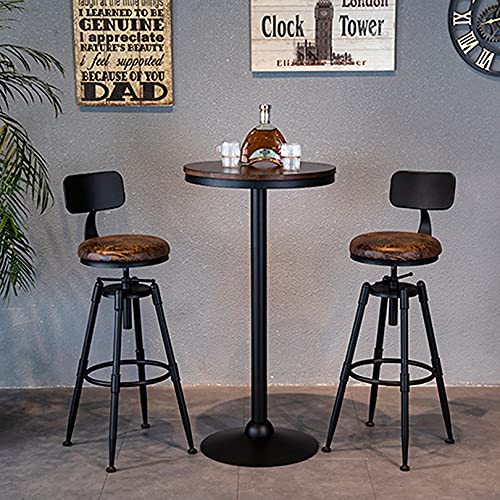 Tabouret de bar rustique pivotant de cuisine vintage industriel (x2) - 2