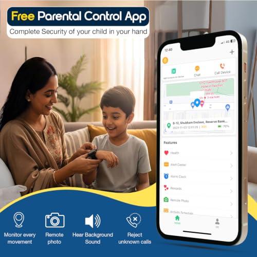 Image of sekyo 4G Smart Watch for Kids | AI Learning Coach, Whatsapp, Video Calling, GPS Tracker, Health Monitoring, Habit Coach| Edu-Games, Step Count (Black, Neo Ai)
