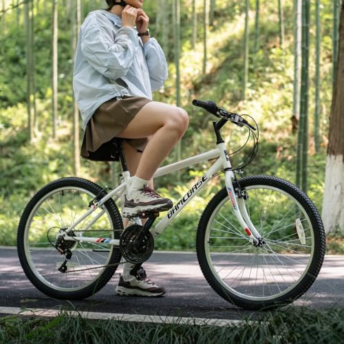 HILAND 24 26 inch Mountain Bike for Men Women, 18 Speeds