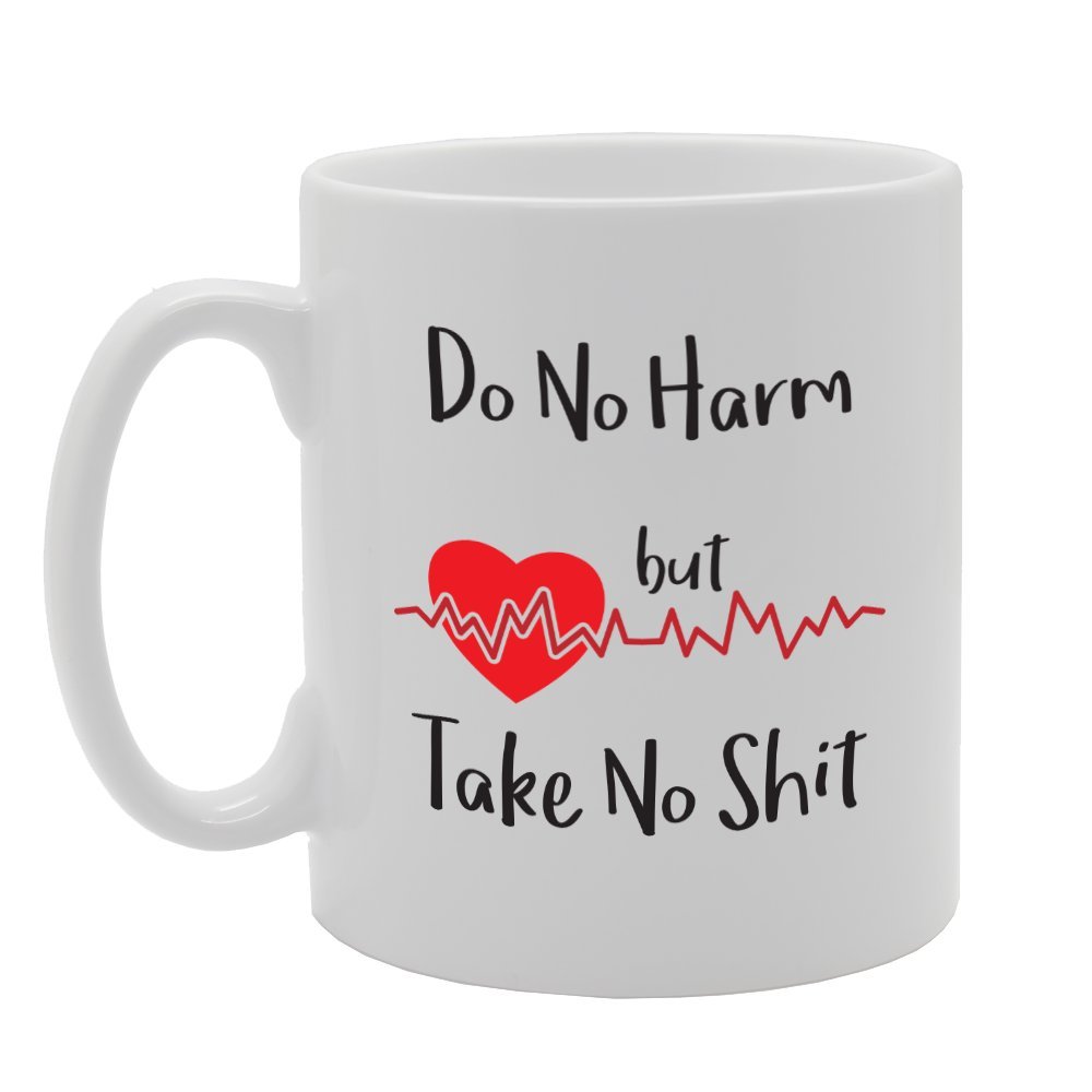 Coralgraph Inc Men's White Mg1766 Do No Harm But Take No Shit Novelty Gift Printed Tea Coffee Ceramic Mug