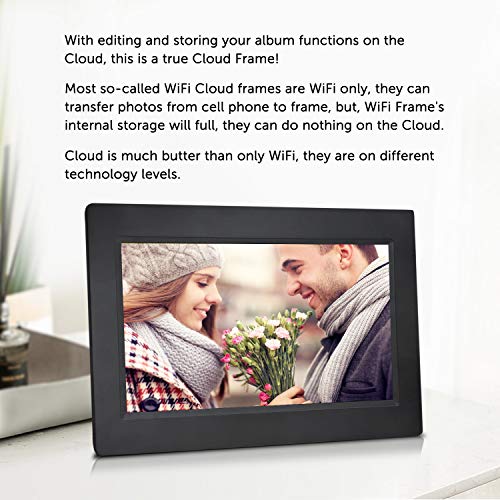 10 Inch Wifi Cloud Digital Photo Frame With Touch Panel, Simple & Quick Setup, Send Cellphone Pictures, Increased 20Gb Cloud Storage, High-Resolution 1024X600 Led Display #TOP1