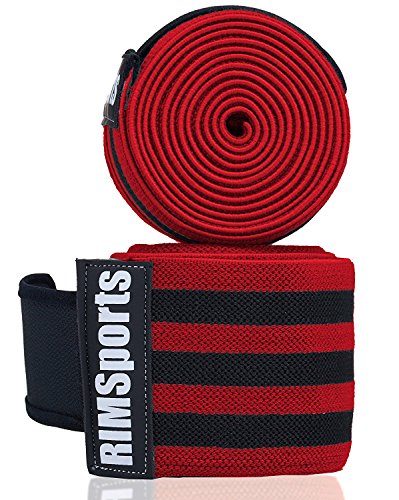 RIMSports Knee Wraps for Weightlifting Men and Women Powerlifting, Deadlift, Bodybuilding, Squats and Gym, Fitness, Gym Workouts, Knee Straps and Knee Wraps for Weightlifting and Cross Training