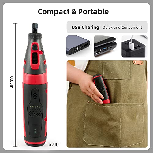 UNOYX Kit de Ferramentas Rotativas Sem Fio com 102 Peças de Acessórios, 5 Velocidades, 5000-30000 Rp