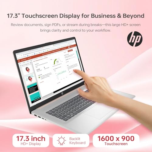 Image of HP 2024 17t Business Professional Rose Gold Laptop, 17.3 inch HD+ Touchscreen, Intel Core i5-1334U, 16GB RAM, 1TB SSD, Webcam, FP Reader, Backlit KB, HDMI, Wi-Fi 6, Windows 11 Pro