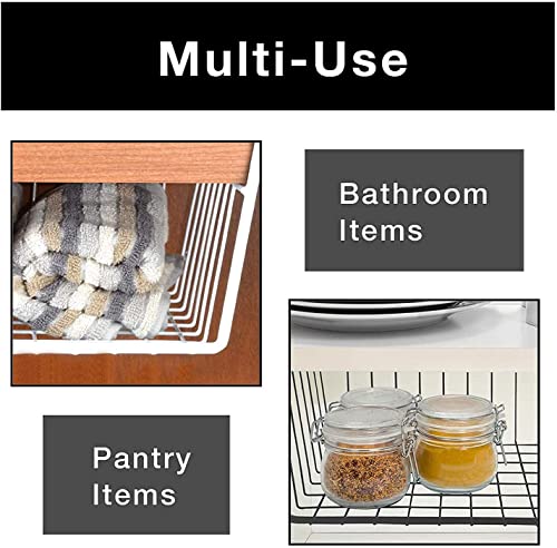 Image of Styleys Metal Under Shelf Basket Wire Rack For Extra Cabinet Storage 15.5-Inch (White 1Pcs) (S11027), Hanging Shelves, 14 X 25 X 40 cm