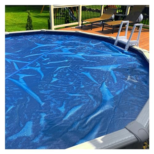 Image of LZMZMQ Inground Pool Solar Cover 16ft 18ft 20ft 21ft 24ft Round 16 Mil, DIY Cuting Spa Heat Retain Blanket with Wrapping Edge & Grommets, for Inflatable/Frame Pools/Indoor/Outdoor(Size:13ft (397cm))