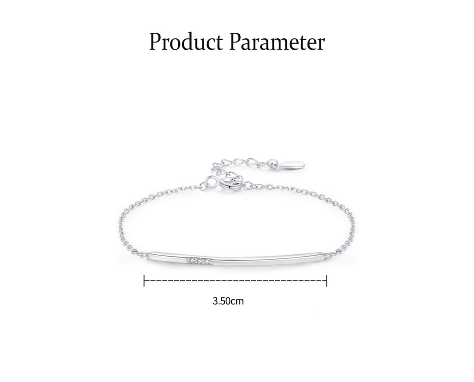 Pulsera de cadena para mujer, pulseras rectangulares con diamantes de oro blanco, regalo para mujer