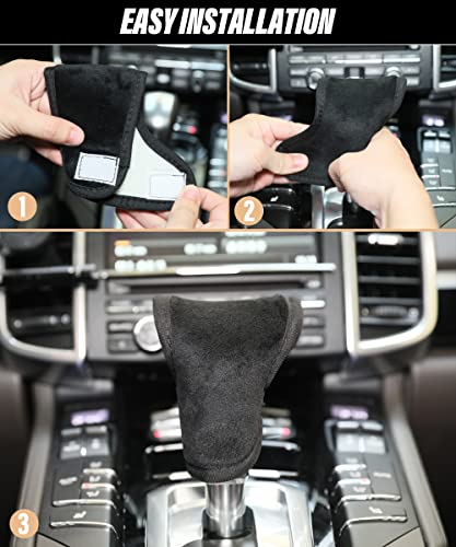 Yakefly Soft Plush Car Gear Shift Cover,Auto Shift Gear Cover,Automotive Gear Shifter Knob Cover,Universal Fit Gear Stick Cover,Car Shift Lever Interior Decor Accessories For Most Manual (Black) #TOP4