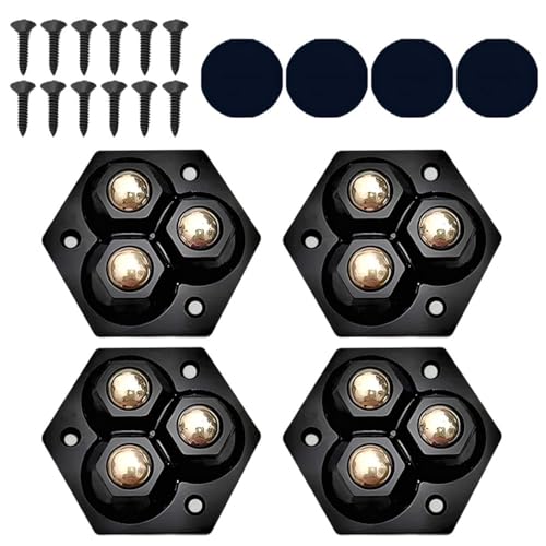 360° Swivel Triple Ball Casters Furniture Mobility Gods, Upgraded Self Adhesive Caster Wheels Noiseless with Stainless Steel Ball Bearings for Small Appliances Silent and Sturdy Caster Wheels(Black)