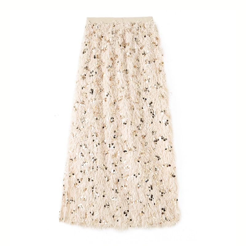 Gonna da Donna con Paillettes Gonne Lunghe Gonna con Paillettes a Vita Alta da Donna Gonne da Festa a Trapezio Vintage