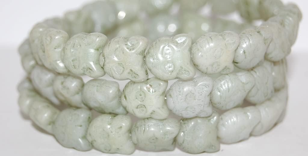 80 pcs Cat Head Muzzle Pressed Glass Beads, 1740 (1740), Glass, Czech Republic, Size 13 x 12 mm (0.51 x 0.47 in)