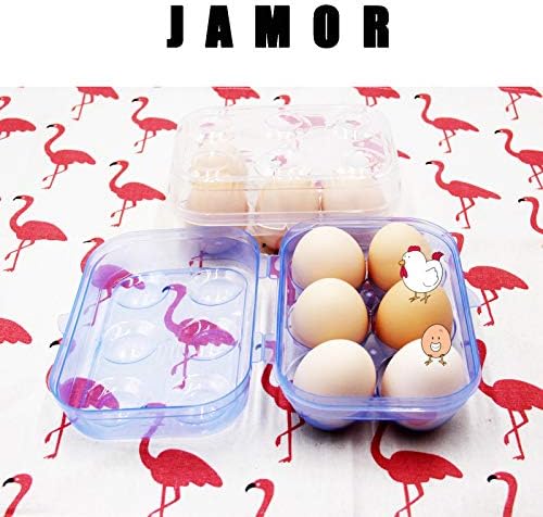 JAMOR 6 Grid Egg Storage Box Refrigerator Crisper Egg Protection Box Portable Egg Carriage Container For Camping Picnic Essential (White)