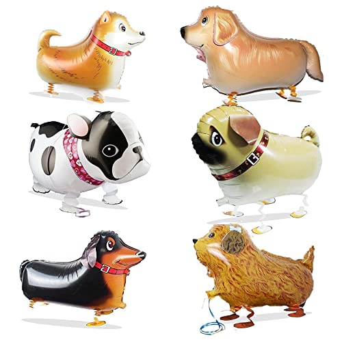 6 Pcs Walking Animal Balloons - Foil Dog Balloon For Kids, Puppy Dogs Balloons Air Walkers, Animal Theme Birthday Party Decorations #TOP23