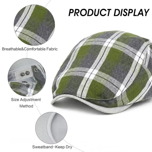 Image of 3Pcs Men's Newsboy Caps Cotton Cooling Hat Adjustable Flat Cap for Men