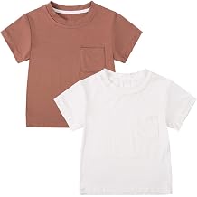 Kids Tales 2 Pack Toddler Bamboo Viscose T-Shirts Infant Solid Short Sleeve Tee Tops Baby Boy Girl Crewneck Pullover