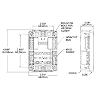 Vista 4 de Blue Sea Systems Bloque de fusibles de cuchilla ST 5025 Circuitos de 6 vías con bus negativo y cubierta, 100 amperios