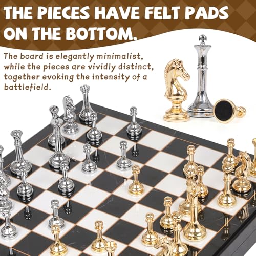 Set de Ajedrez Metálico con Tablero Mármol 11.5 Pulgadas miniatura 4