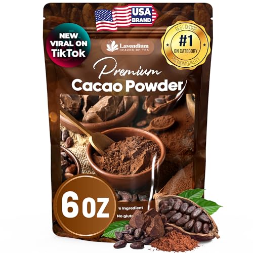 Image of Lavendium, 6oz Cacao Powder, 100% Natural & Pure, Unsweetened, Rich Chocolate Flavor, Perfect for Baking & Smoothies, No Additives or Preservatives, No Gluten, Vegan