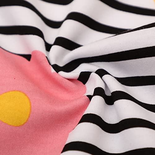 Image of HILEELANG Toddler Girls Short Sleeve Dress Easter Cotton Casual Summer Appliques Shirt Jersey Dresses