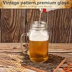 24 oz Mason Jar Cups avec poignées, large bouche grande tasse de café glacé avec des Lids de bambou & Paille, Tasses en verre Pots à boire Tumbler pour smoothie de jus d'eau froide party Boissons, Ensemble de 4