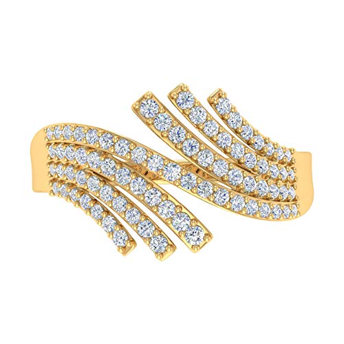 Finerock 1/2 Carat Bypass Statement Diamond Ring In 10K Yellow Gold (Ring Size 8) #TOP28