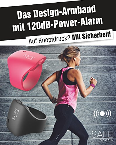 Design Sicherheits Armband Sicherheit auf Knopfdruck beim Laufen Joggen Spazierengehen mit 120 Dezibel Sirene Farbe Schwarz