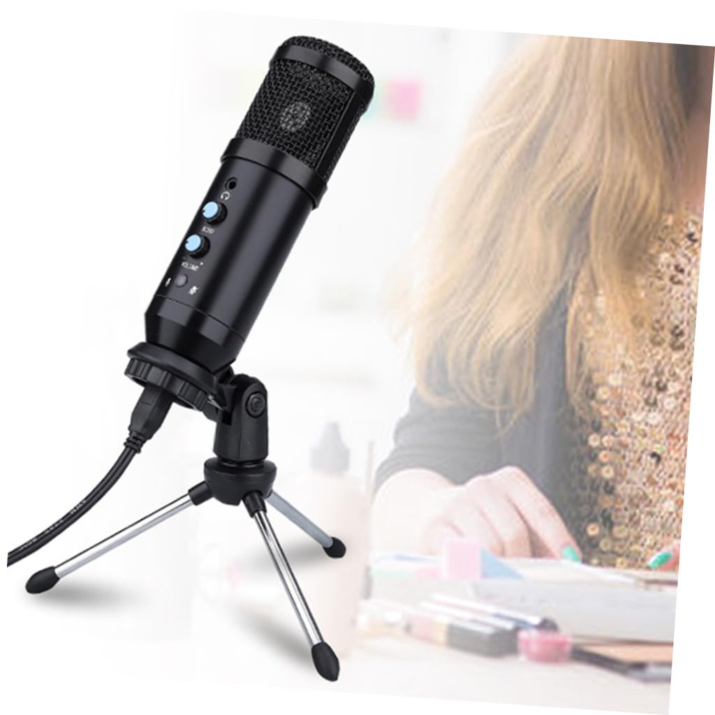 Hemobllo 1Satz USB Kondensatormikrofon mit Halterung Desktop Mikrofon für PC Gaming Streaming Rauschunterdrückung Sprachübertragung Kompatibel mit Computer Handy Tablet