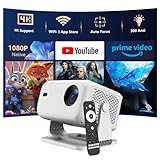 NOBKLEN Projecteur intelligent avec Netflix, Android 13, WiFi 6, Bluetooth 5.2, support 4K, Dolby Audio, Auto Focus - Cinéma maison portable 1080P pour films, jeux, utilisation en extérieur