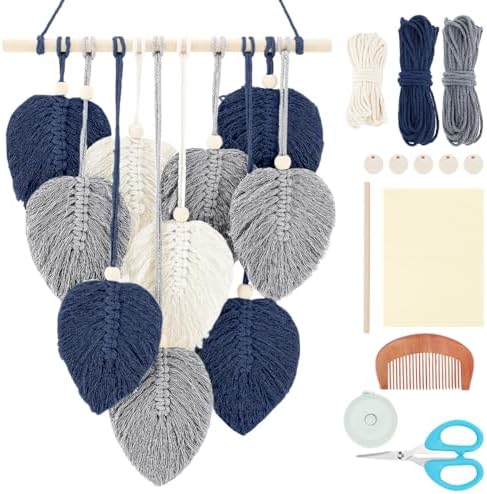 FREEBLOSS Macrame Leaf Wall Hanging Kit Boho Wall Hanging Macrame...