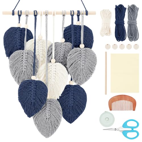 FREEBLOSS Macrame Leaf Wall Hanging Kit Boho Wall Hanging Macrame Tapestry DIY Macrame Wall Art for Beginners Macrame Boho Wall Decor for Room Decor Adults Gift