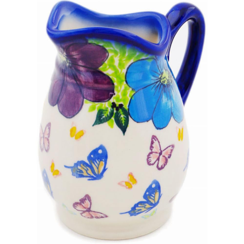 Authentic Polish Pottery Creamer Signature UNIKAT in Bundles Of Spring Design Handmade in Boles?awiec Poland by Ceramika Dalia + Certificate of Authenticity