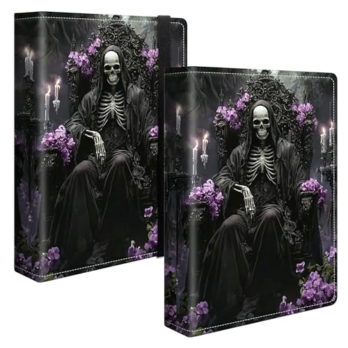 Image of Photo Album 4x6 120 Pockets Photos with Strong Elastic Band, Small Mini Albums Sheet Protector Folder for Photos, Album for Family Wedding Women Men Baby Vacation Gift, Purple Flower Skull