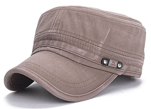 ChezAbbey Military Flat Top Cap Army Cadet Cotton Adjustable Hat Unisex Basic Quick Dry Baseball Hat for Men Women