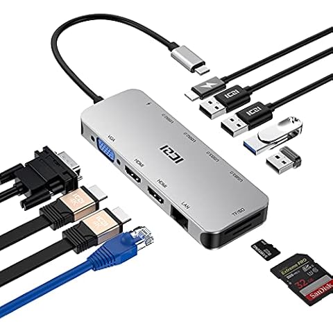 ICZI Hub USB C Dual HDMI, Adaptador 11-EN-1 Cover
