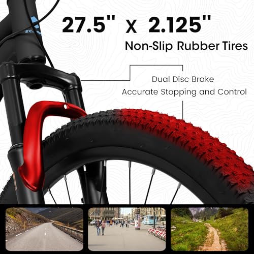 Image of Ecarpat 24 /26 /27.5 Inch Mountain Bike, Full /Front Suspension Mens Boys Mountain Bike with 21 Speed Steel Frame and Dual Disc Brakes, Adult Sport Bicycle for Trail City Road, Gift Choice