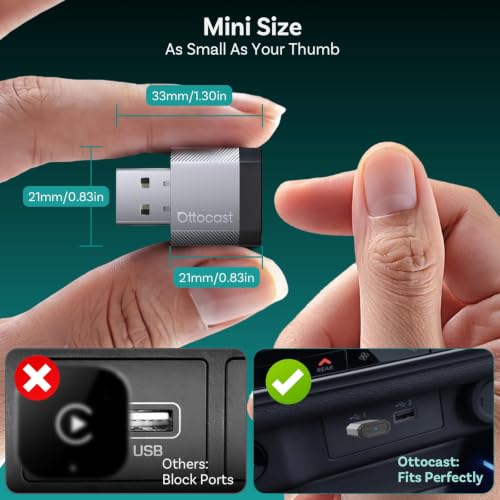 OTTOCAST Mini Nova Wireless CarPlay & Android Auto Adapter, 2-in-1 Convert Wired to Wireless, Plug & Play, Fast Auto Reconnect, Compact Mini Design for iPhone iOS 10+ & Android 11+ - image 6
