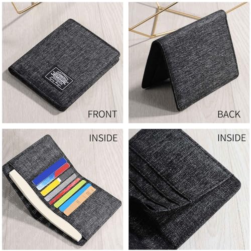 Men's Vertical Card Case, Trendy Fashion Money Clip, 8 Card Positions, Short Wallet, Minimalist Card Case (Black)2
