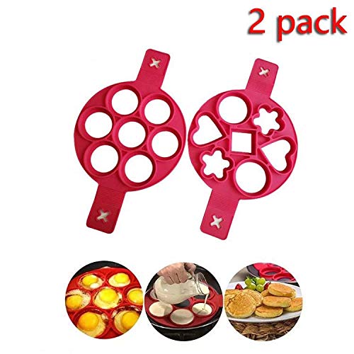 FQMY Pancake mold maker, 2 pack Upgrade 14 Cavity Nonstick Silicone Baking Round